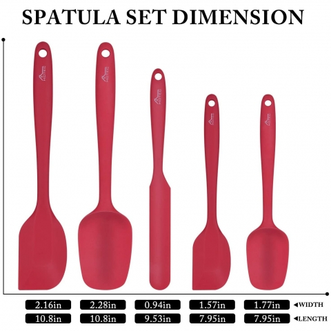 Hotec Silikon Spatula Seti (5 Para)(Krmz)