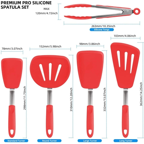 CGSGDK 5 Para Silikon Spatula Seti (Krmz)