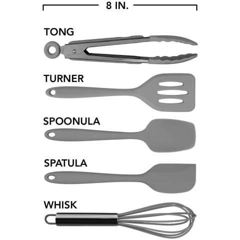 Country Kitchen Silikon Mutfak Gereleri Seti (5 Para)(Gri)