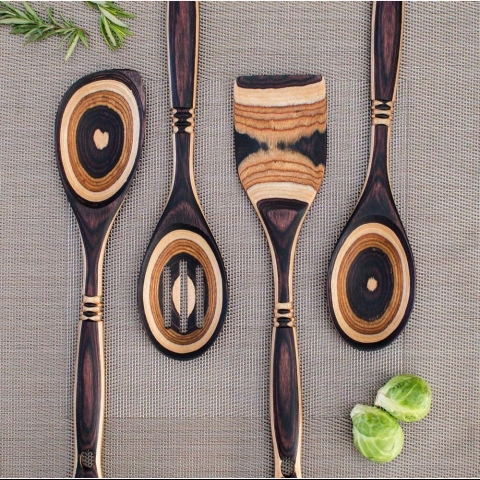 Island Bamboo Pakkawood Spatula Seti (4 Para)(Gri)