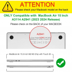 Fintie MacBook Air M3 Sert Klf (15 in)-Frost Black