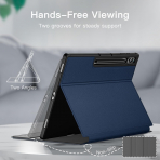 JETech Kalem Blmeli Galaxy Tab S9 Ultra Klf-Navy