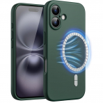 JETech Apple iPhone 16 Manyetik Silikon Klf -Midnight Green