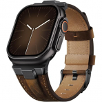 Suitisbest Apple Watch 10 42mm Deri Kay -Black Retro Walnut