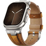 Suitisbest Apple Watch 10 42mm Deri Kay -Titanium Retro Bown 