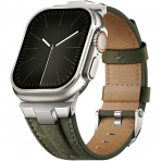 Suitisbest Apple Watch 10 42mm Deri Kay -Khaki Green 