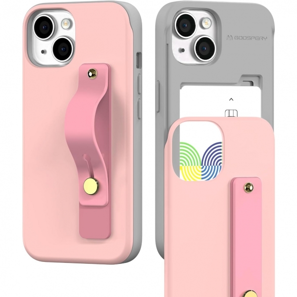 Goospery SlideTok Serisi Apple iPhone 15 Plus Czdan Klf-Pink