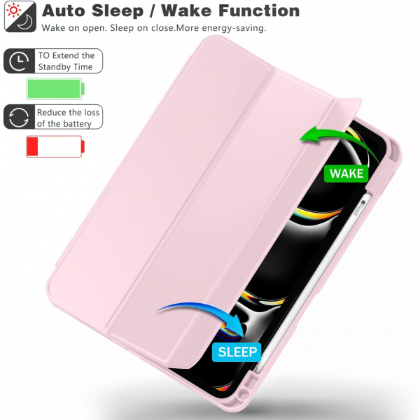 ZryXal Kalem Blmeli iPad Pro M4 Klf (11 in)-Pink 