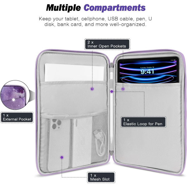MoKo Su Geirmez Tablet antas (9/11 in)-Purple Staryy Sky
