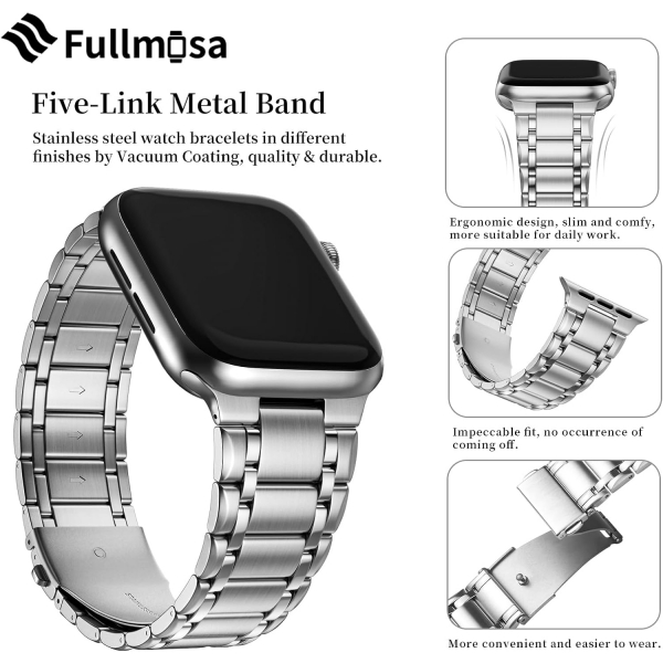 Fullmosa Apple Watch 9/8/7 Kay (42/44/45mm)-Silver