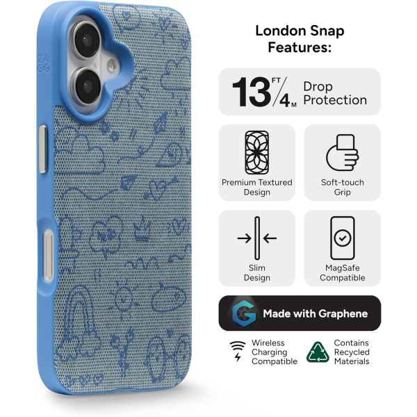 Zagg Apple iPhone 16 Plus London Snap Klf -Blue Doodle