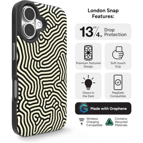 Zagg Apple iPhone 16 Plus London Snap Klf -Glow In The Dark Maze