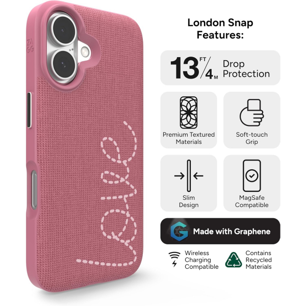 Zagg Apple iPhone 16 Plus London Snap Klf -Pink