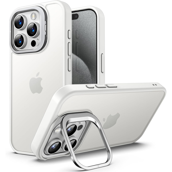 JETech Apple iPhone 15 Pro Max Kickstandl Klf-White Titanium