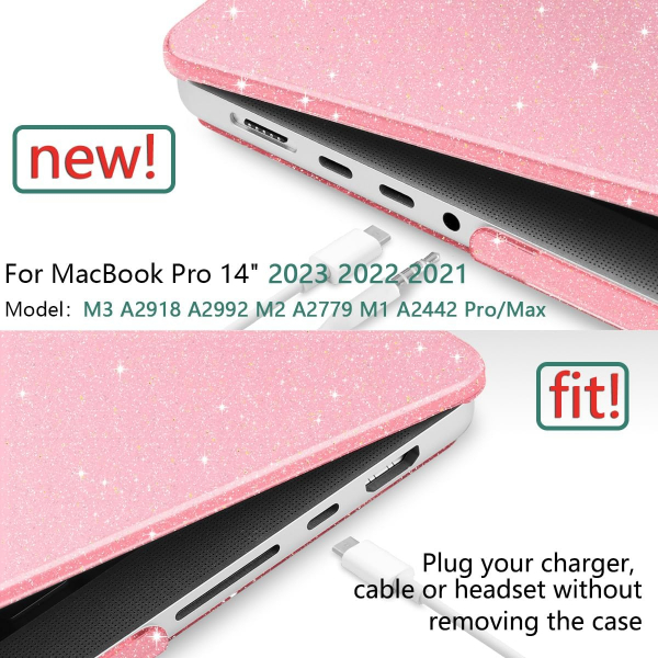 Batianda MacBook Pro M4 Iltl Klf (14 in)-Glitter Pink 