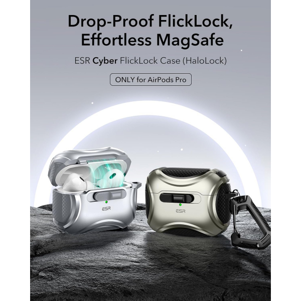 ESR Cyber FlickLock AirPods Pro 2.Nesil Klf-Silver Grey