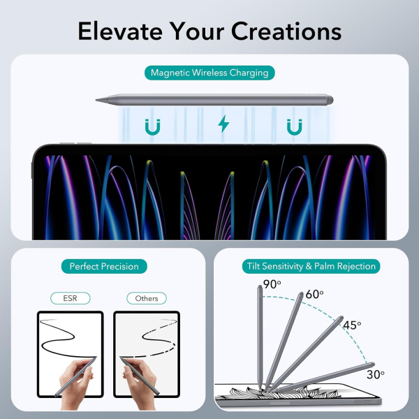 ESR Manyetik iPad Uyumlu Stylus Kalem-Dark Silver