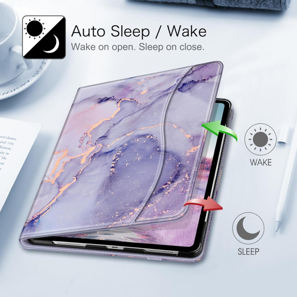 Fintie Folio Kalem Blmeli iPad Pro Klf (13 in)-Lilac Marble