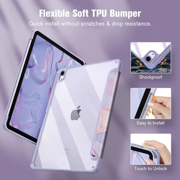 Fintie Hybrid iPad Air 6.Nesil Klf (11 in)-Lilac Marble 