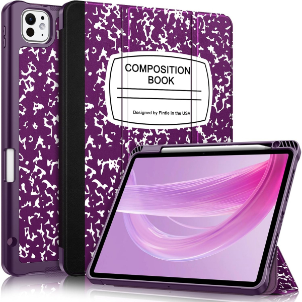 Fintie Kalem Blmeli iPad Pro 5.Nesil Klf (11 in)-Composition Book Purple