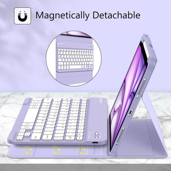 Fintie Manyetik iPad Air Klavyeli Klf (11 in)-Lilac Purple