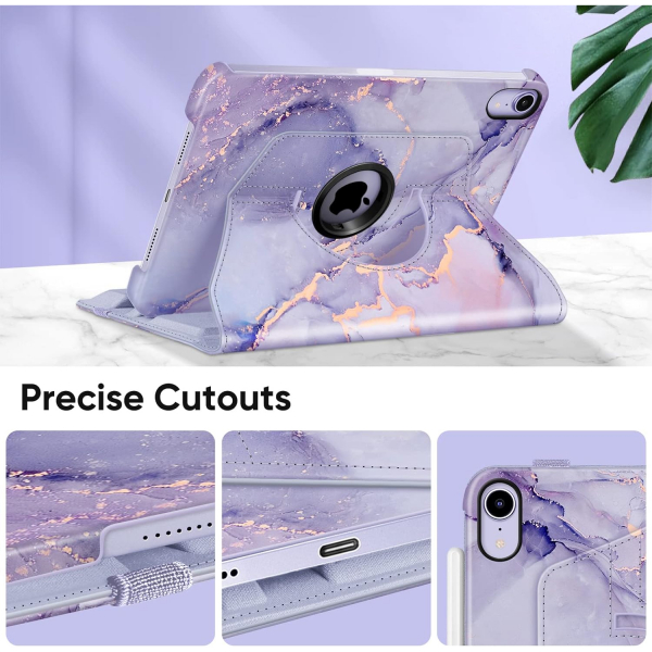 Fintie Apple iPad Mini 7 Rotating Klf -Lilac Marble 