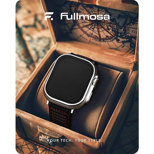 Fullmosa Apple Watch/Ultra Deri Kay (49/45/44/42mm)-Midnight Black 