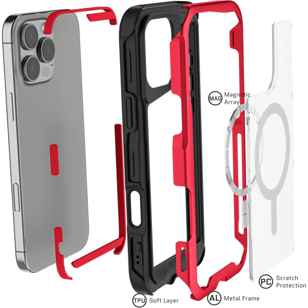 Ghostek Apple iPhone 16 Pro Atomic Slim Klf -Red