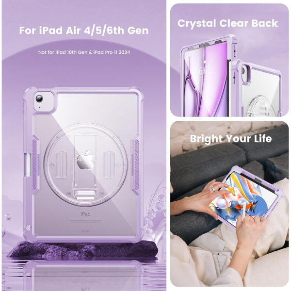 INFILAND Apple iPad Air M2 Kickstandl Klf (11 in)-Light Purple