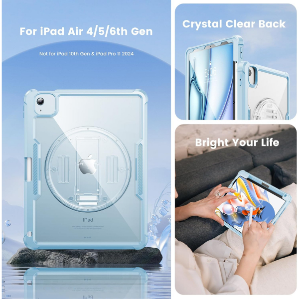 INFILAND Apple iPad Air M2 Kickstandl Klf (11 in)-Baby Blue