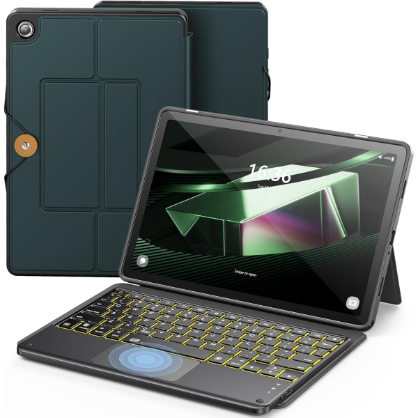 INFILAND Galaxy Tab A9 Plus Tanabilir Klavyeli Klf-Midnight Green 