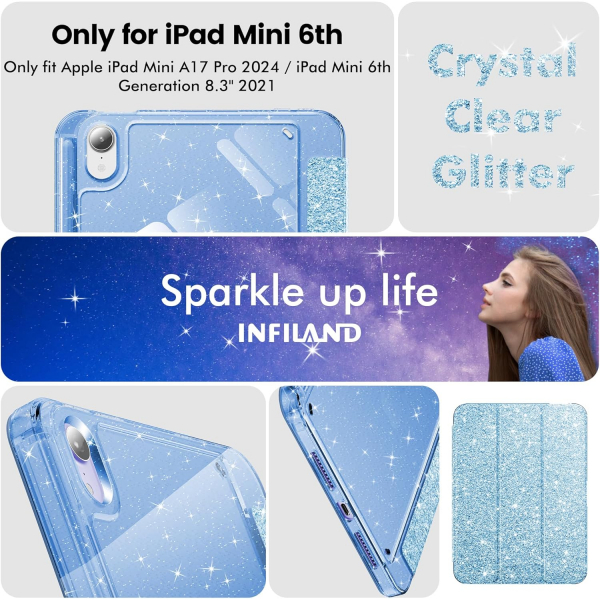 INFILAND Apple iPad Mini 7 Parlak Klf -Blue