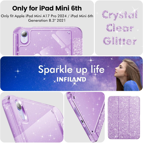 INFILAND Apple iPad Mini 7 Parlak Klf -Purple