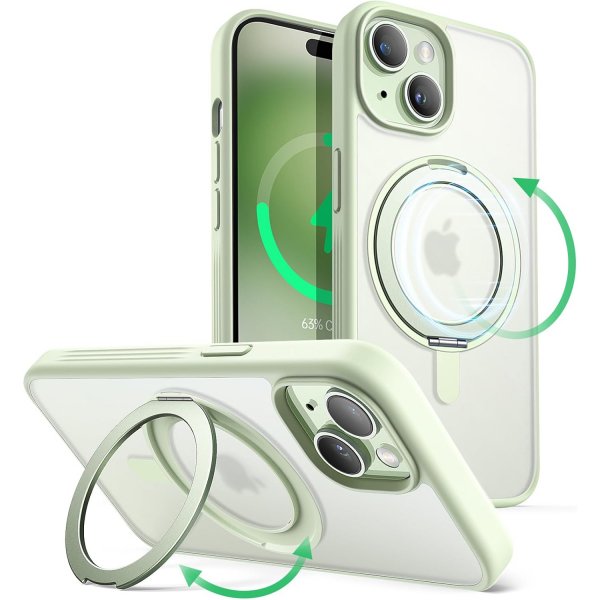 JETech Apple iPhone 15 Plus 360 Derece Dnebilen Klf-Green