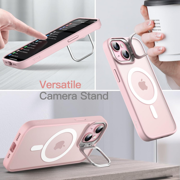 JETech Apple iPhone 15 Kickstandl Klf-Pink