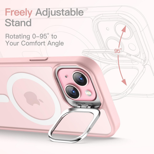 JETech Apple iPhone 15 Kickstandl Klf-Pink