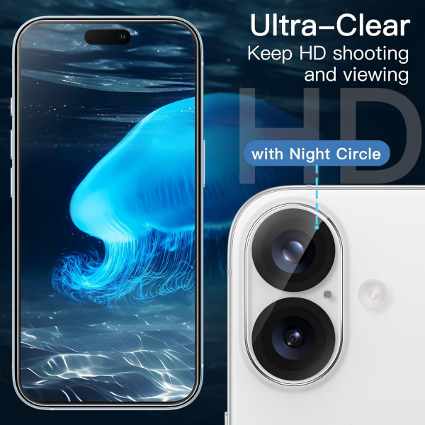 JETech Apple iPhone 16 5i 1 Arada Ekran Koruyucu-Clear