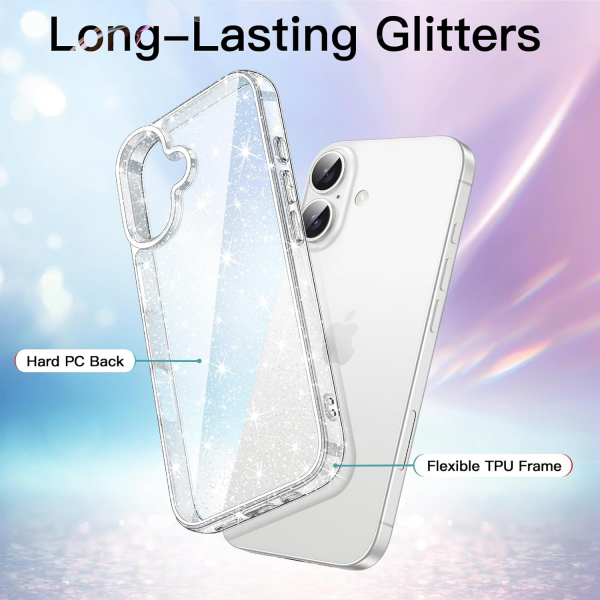 JETech Apple iPhone 16 Parltl Klf -Clear 