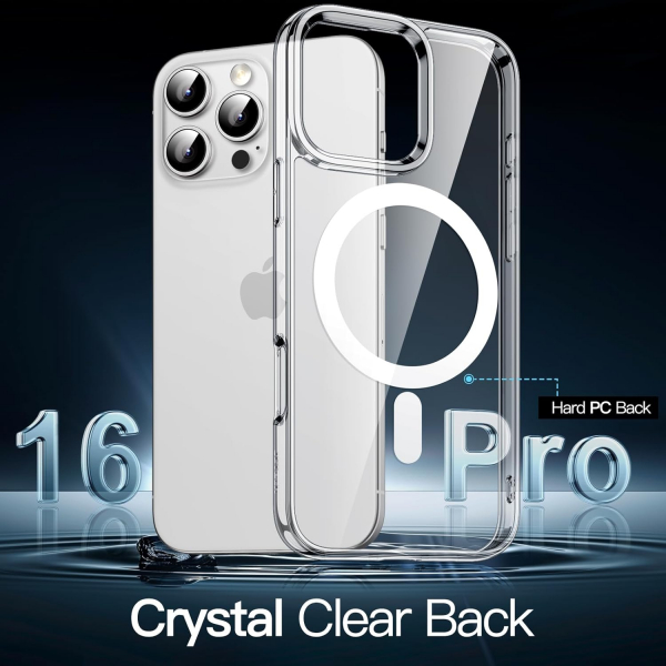 JETech Apple iPhone 16 Pro Manyetik Klf -Clear