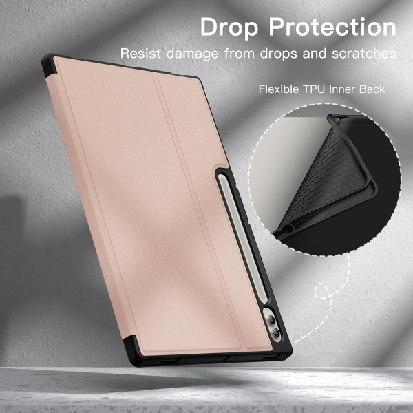 JETech Kalem Blmeli Galaxy Tab S9 Ultra Klf-Rose Gold