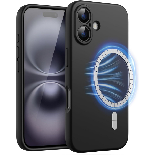 JETech Apple iPhone 16 Manyetik Silikon Klf -Black