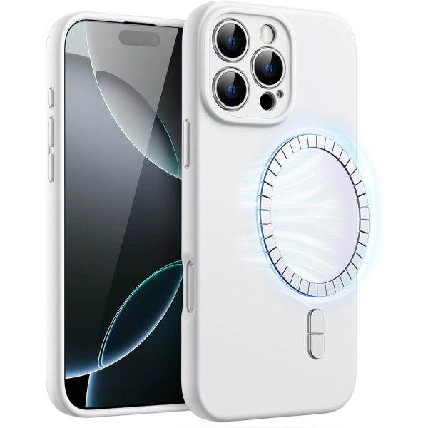 JETech Apple iPhone 16 Pro Manyetik Silikon Klf -White