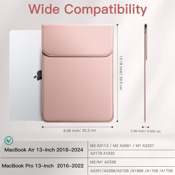 JETech Slim MacBook Air/Pro M3 anta (13 in)-Pink