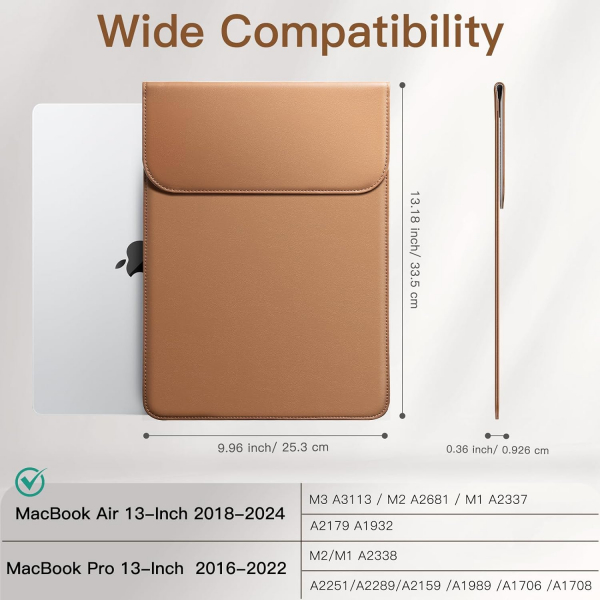 JETech Slim MacBook Air/Pro M3 anta (13 in)-Brown