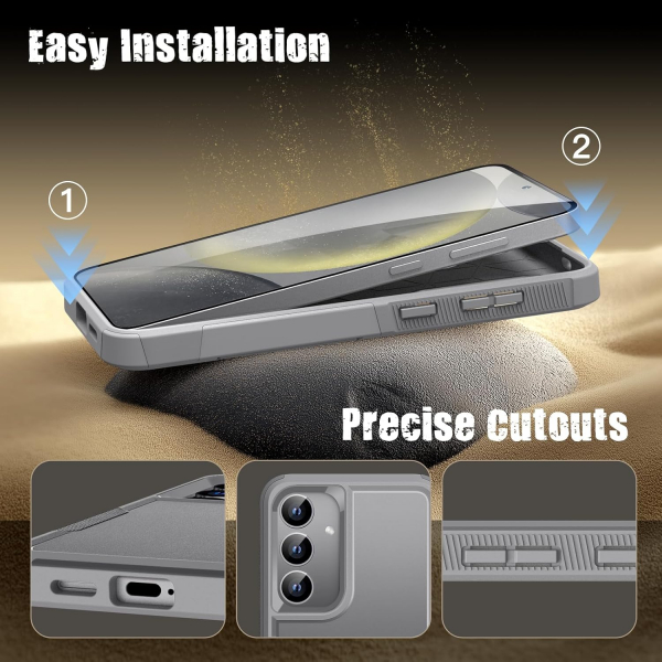 JeTech Samsung Galaxy S25 Rugged Mat Klf -Dark Grey