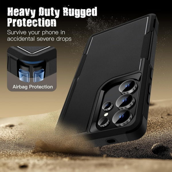 JeTech Samsung Galaxy S25 Ultra Rugged Mat Klf -Titanium Black 