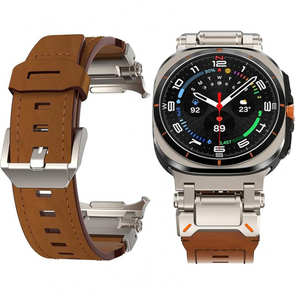 KADES Galaxy Watch Ultra 47mm Deri Kay -Titanium Brown 