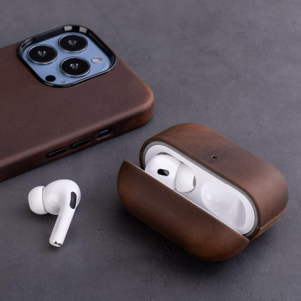 MAOGOAM Deri AirPods Pro 2.Nesil Klf-Dark Brown