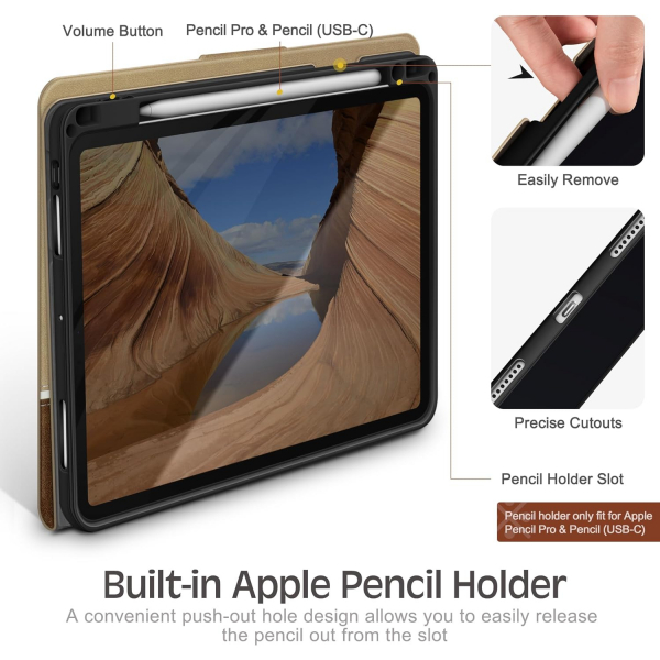 KingBlanc Deri iPad Pro M4 Klf (11 in)-Beige Camel 