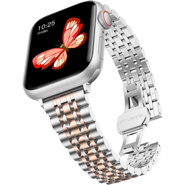 baozai Apple Watch 10 42/46mm elik Kay -Silver Rose Gold